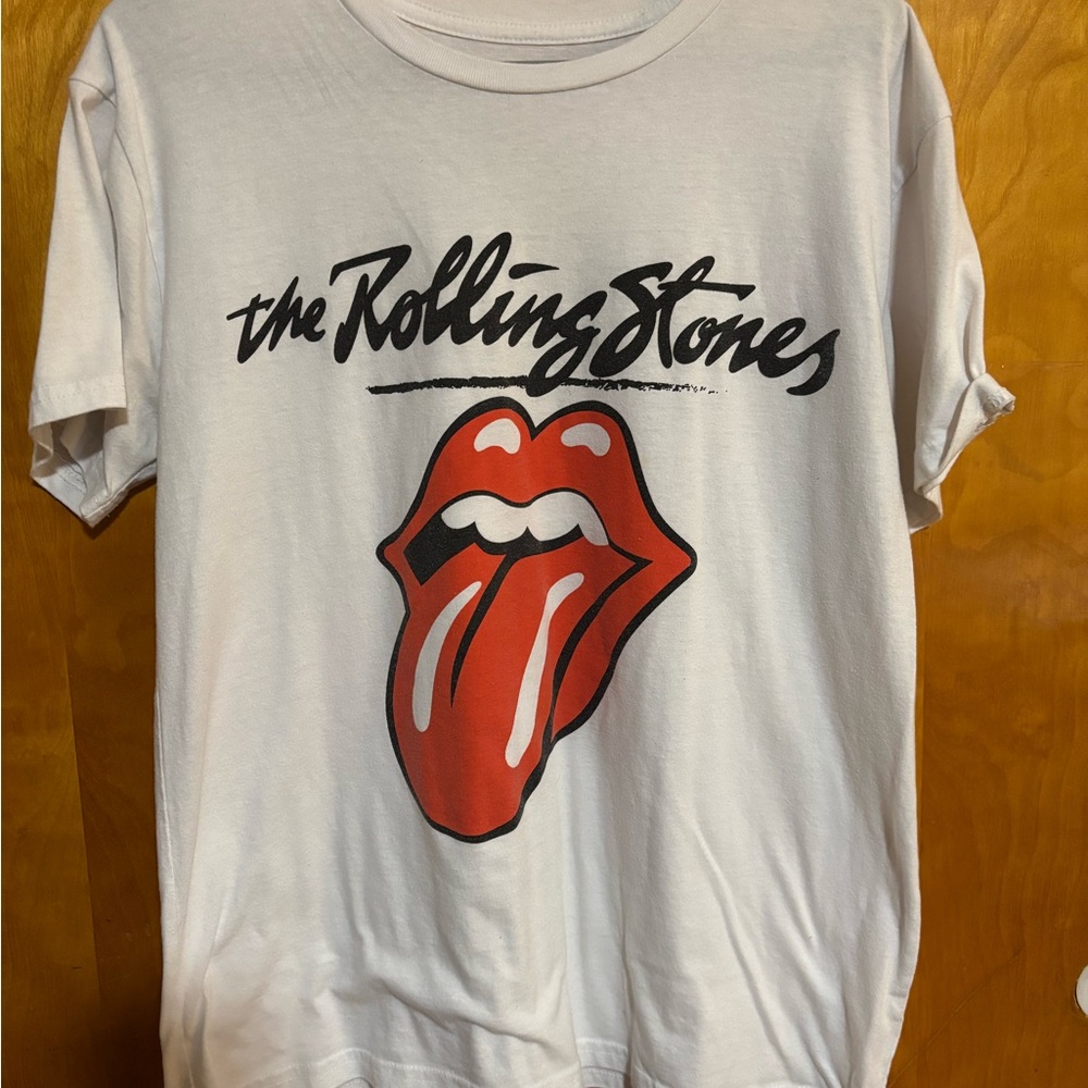 The Rolling Stones White Tee with Red Tongue and Black Script
